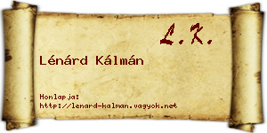 Lénárd Kálmán névjegykártya